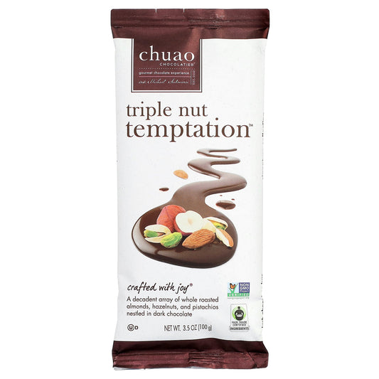 Chuao Chocolatier, Dark Chocolate Bar, Triple Nut Temptation™, 3.5 oz (100 g)