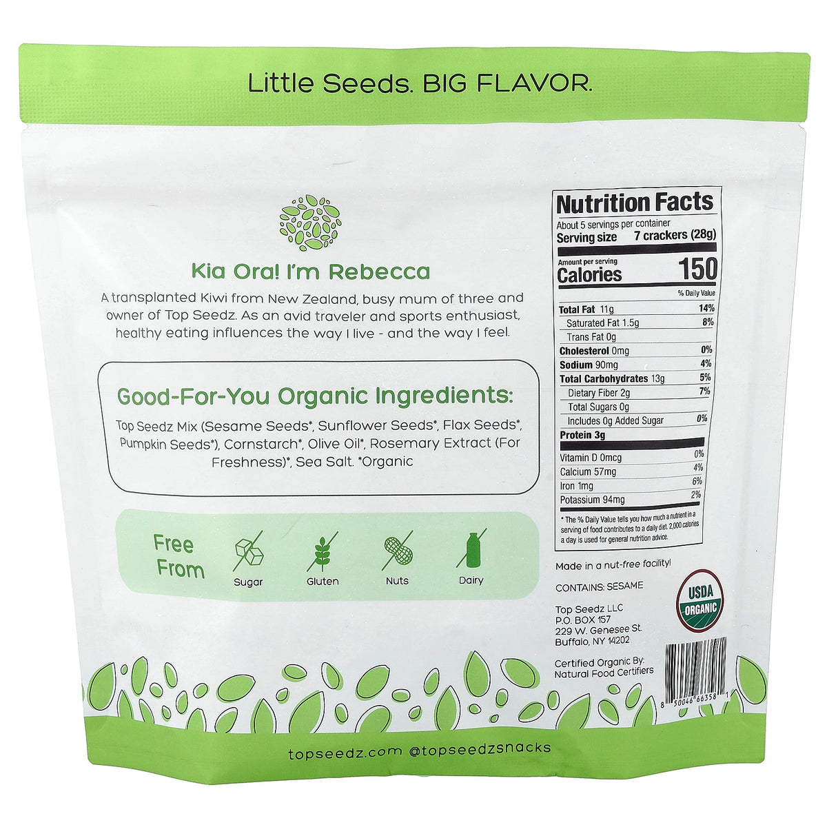 Top Seedz, Seed Crackers, Sea Salt, 5 oz (142 g)