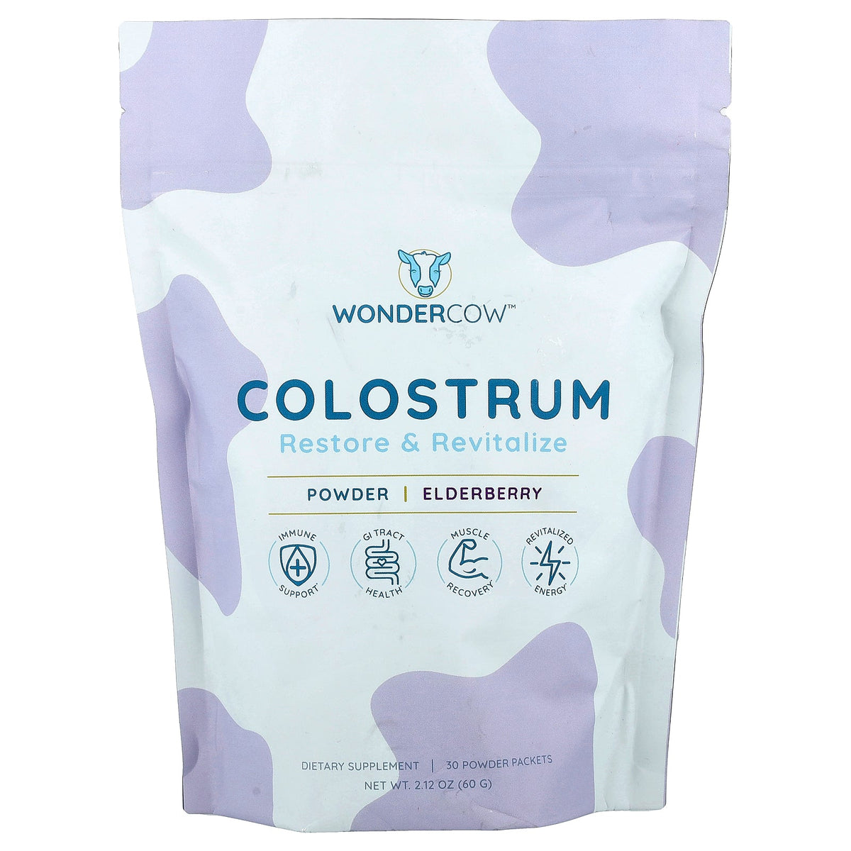 Wondercow, Colostrum Powder, Elderberry, 30 Packets, 0.08 oz (2.4 g) Each