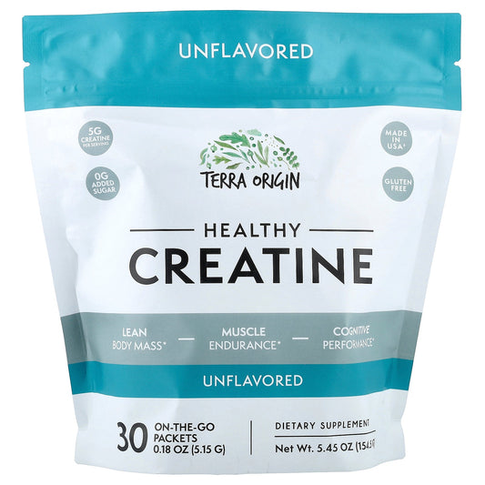 Terra Origin, Healthy Creatine, Unflavored, 30 On-The-Go Packets, 0.18 oz (5.15 g) Each