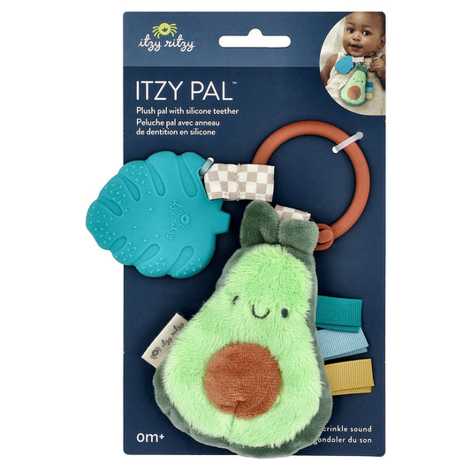 itzy ritzy, Itzy Pal™, Plush Pal with Silicone Teether, 0 Months+, Avocado, 1 Teether
