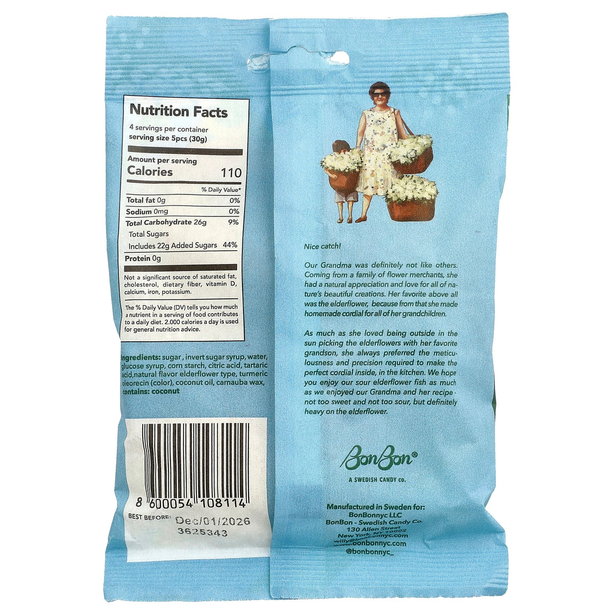 BonBon, Sour Elderflower Fish, 5.2 oz (150 g)