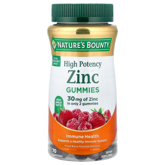 Nature's Bounty, Zinc Gummies, High Potency, Mixed Berry, 70 Gummies (15 mg Per Gummy)