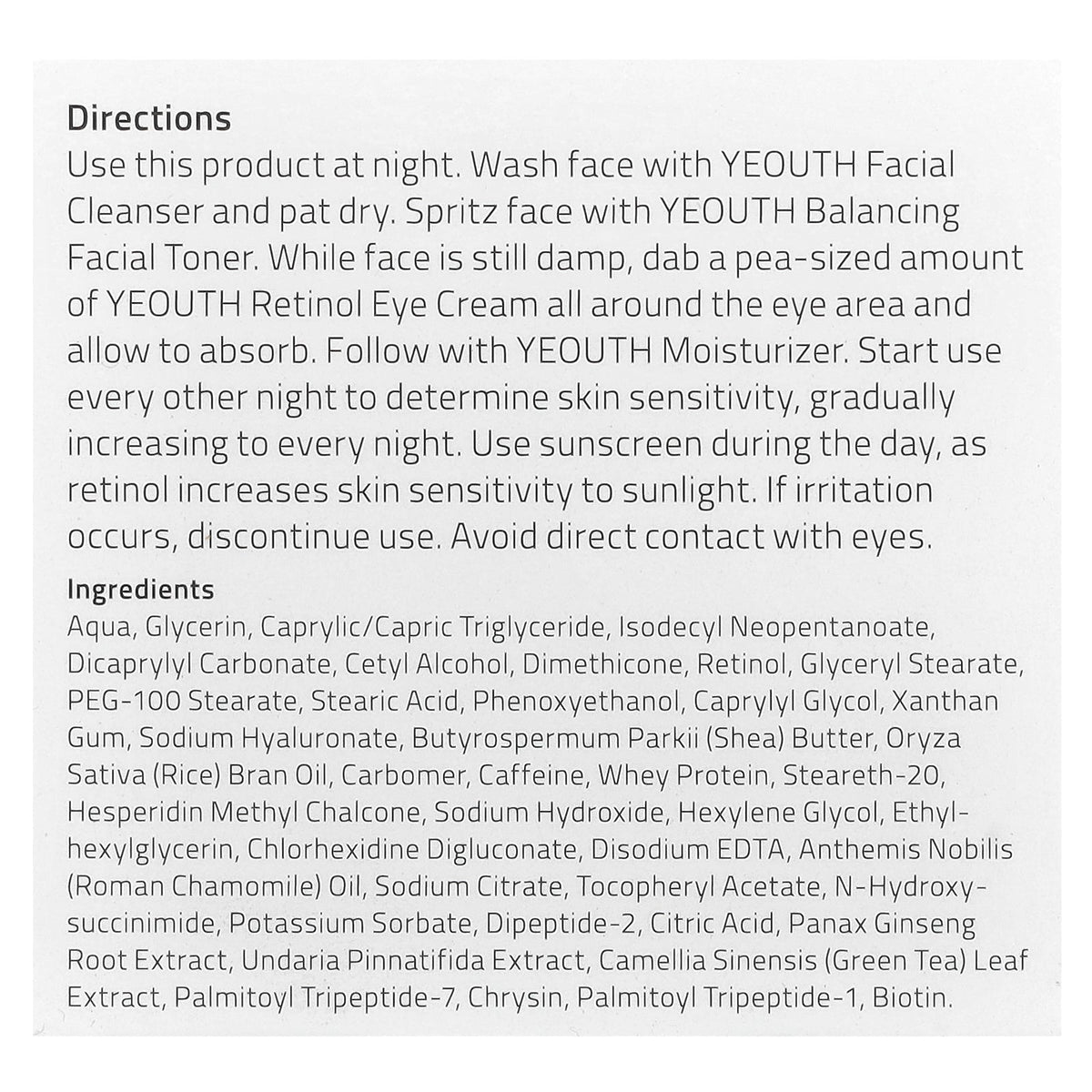 YEOUTH, Retinol Eye Cream, 2 fl oz (60 ml)