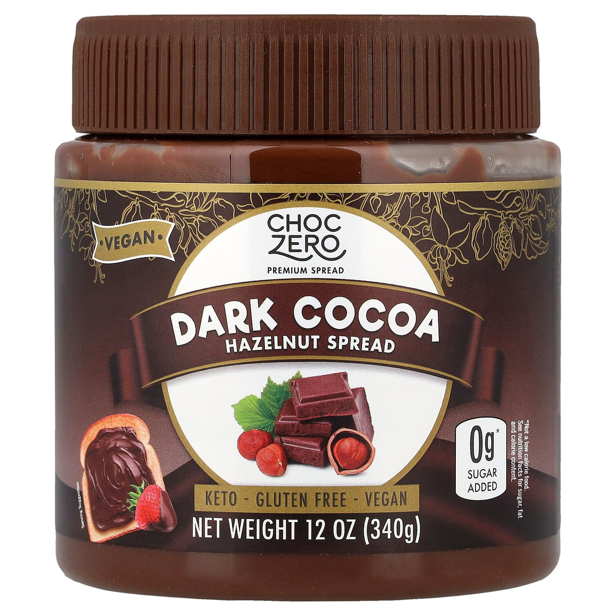 ChocZero, Dark Cocoa Hazelnut Spread, 12 oz (340 g)