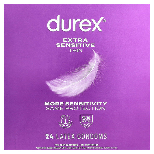 Durex, Extra Sensitive Thin, 24 Latex Condoms