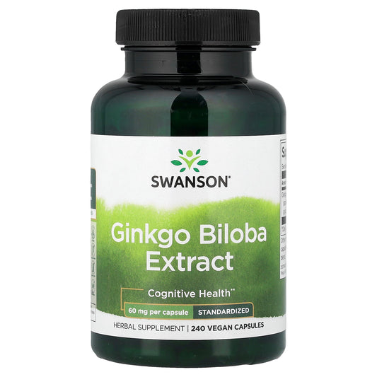 Swanson Vitamins, Ginkgo Biloba Extract, Standardized, 60 mg, 240 Capsules