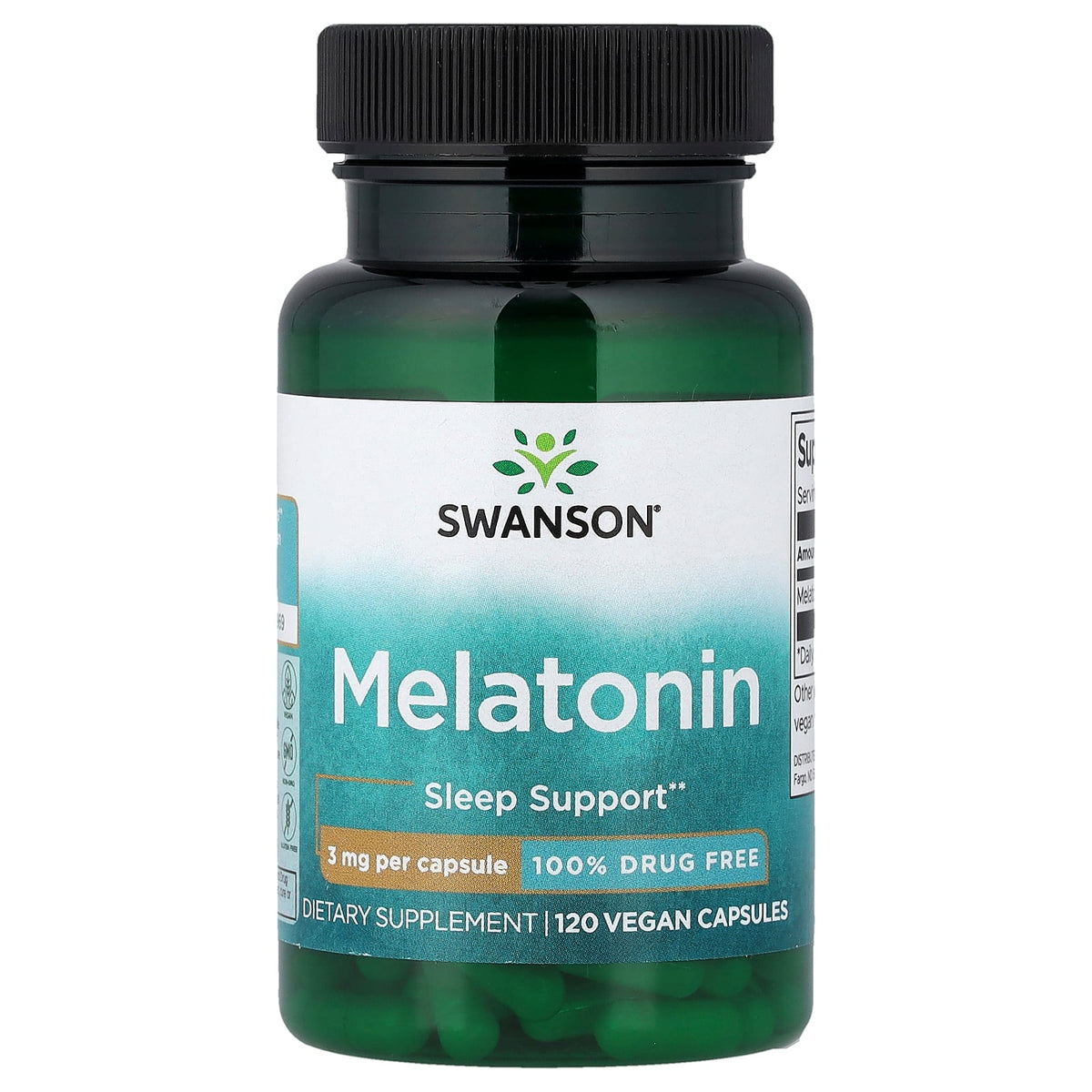 Swanson Vitamins, Melatonin, 3 mg, 120 Vegan Capsules