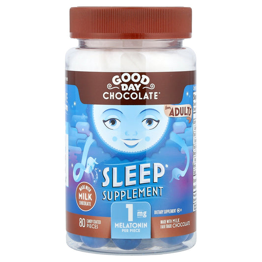Good Day Chocolate, Sleep Supplement, For Adults, Milk Chocolate, 80 Candy Coated Pieces (1 mg per Piece)