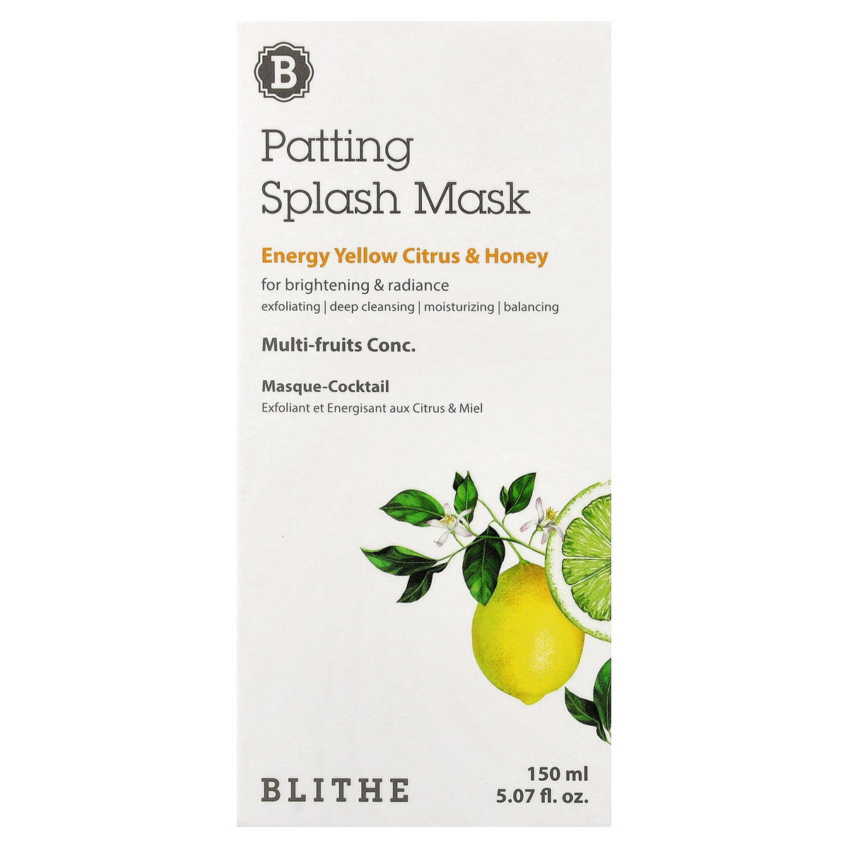 Blithe, Patting Splash Beauty Mask, Energy Yellow Citrus & Honey, 5.07 fl oz (150 ml)