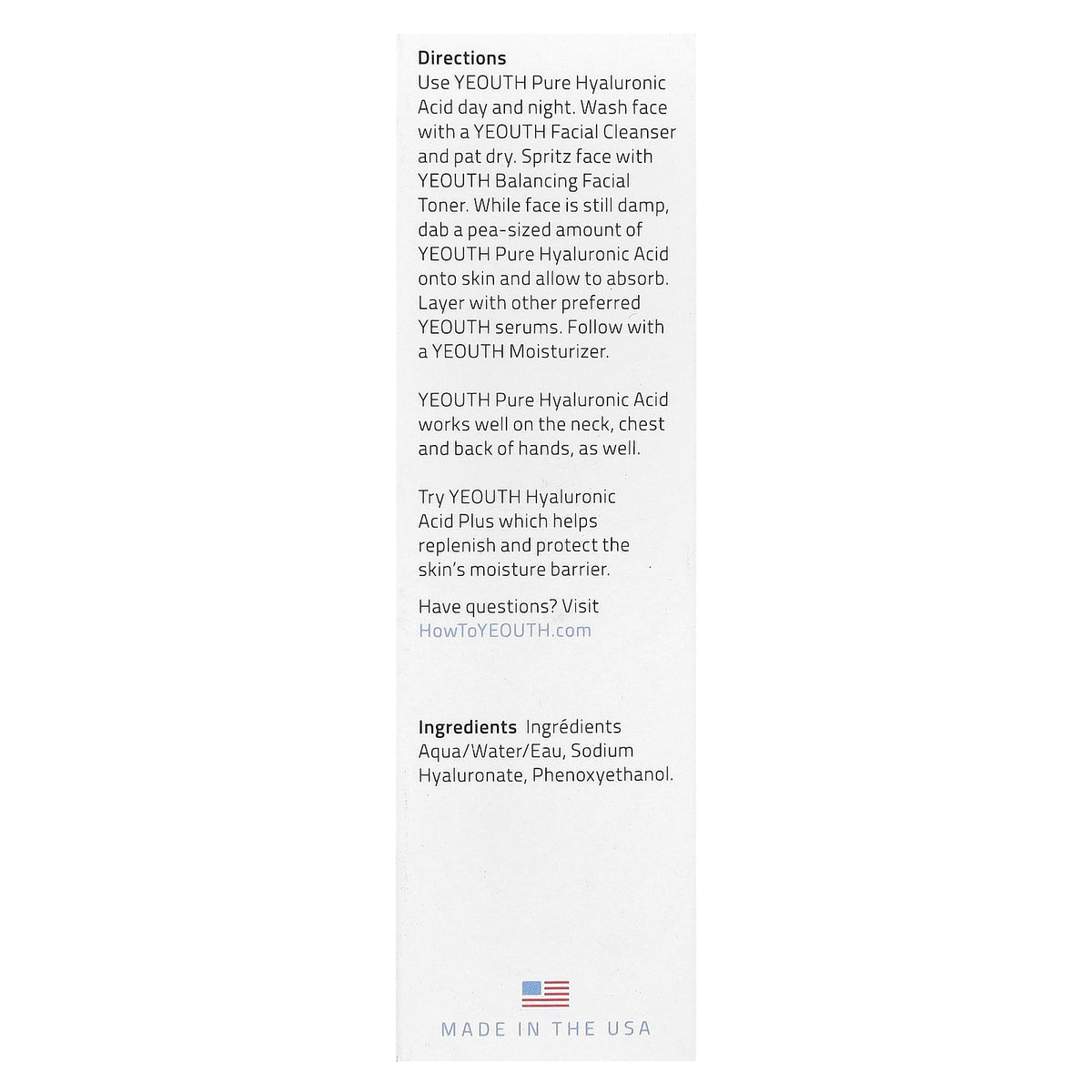 YEOUTH, Pure Hyaluronic Acid, 1 fl oz (30 ml)