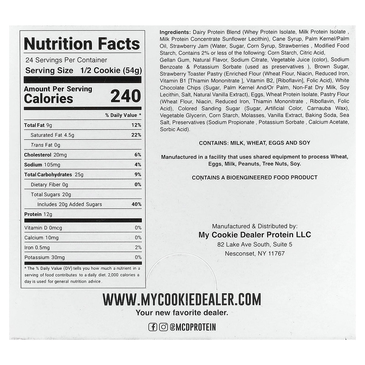 My Cookie Dealer Protein, Protein Cookie, Strawberry Toaster Pastry, 12 Cookies, 3.8 oz (108 g) Each