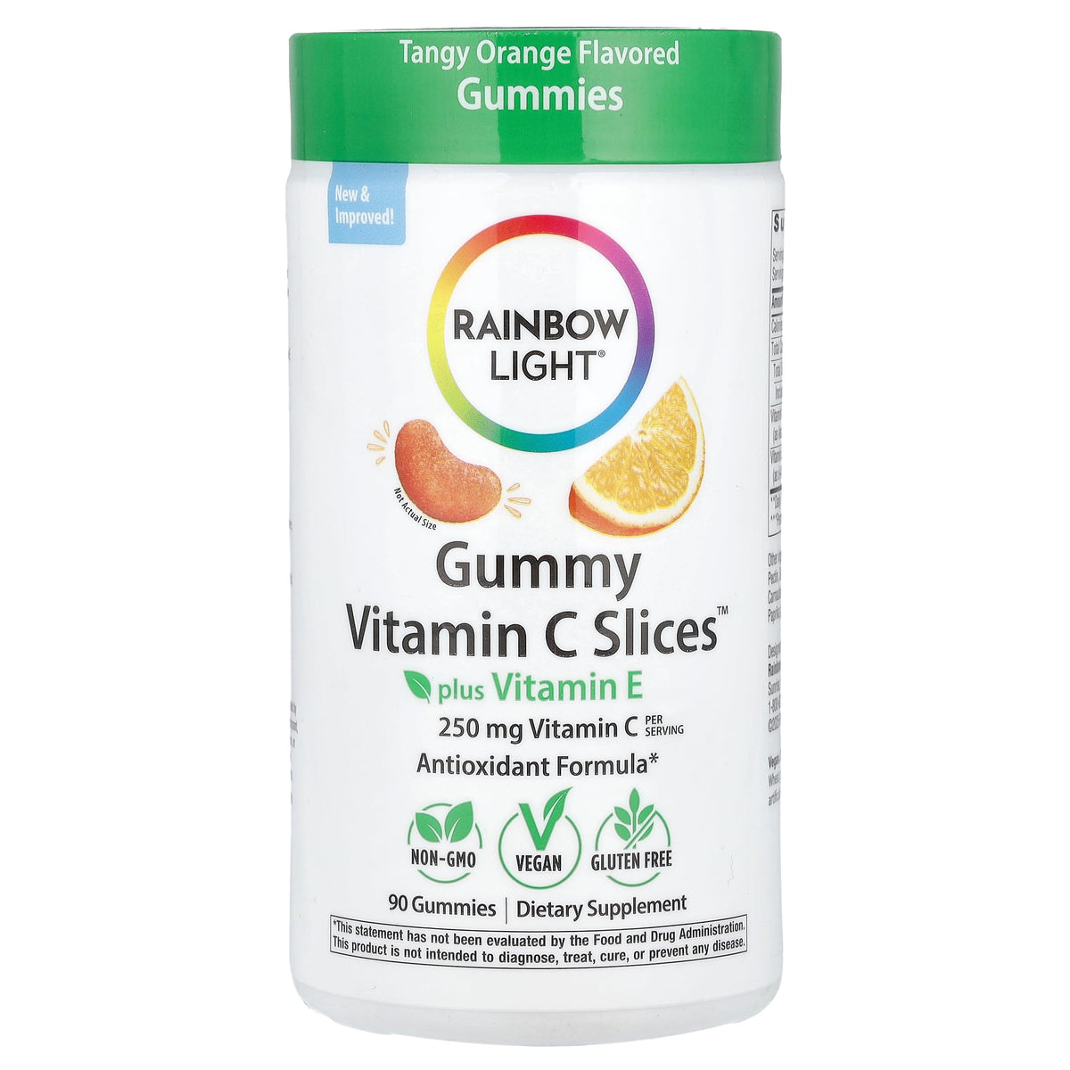Rainbow Light, Gummy Vitamin C Slices™ Plus Vitamin E, Tangy Orange, 90 Gummies