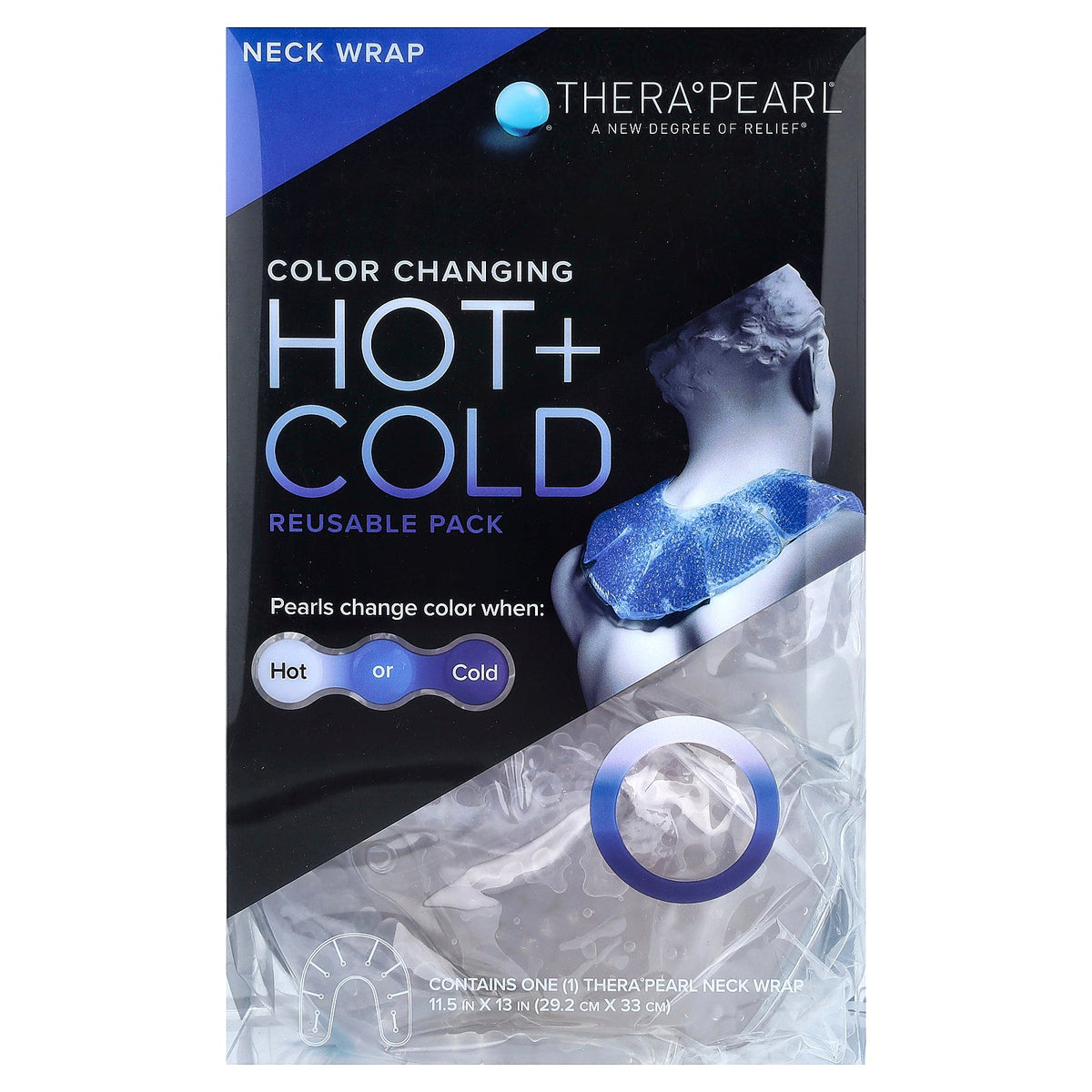 TheraPearl, Color Changing Hot + Cold Reusable Pack, Neck Wrap, 1 Wrap