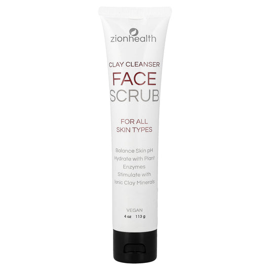 Zion Health, Clay Cleanser Face Scrub, For All Skin Types, 4 oz (113 g)