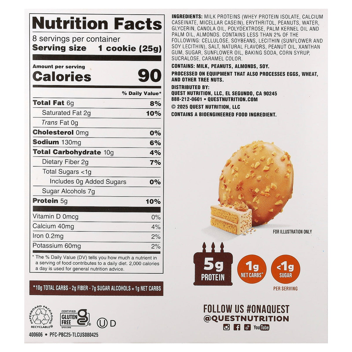 Quest Nutrition, Bake Shop, Frosted Cookies, Peanut Butter Cake, 8 Cookies, 0.88 oz (25 g) Each
