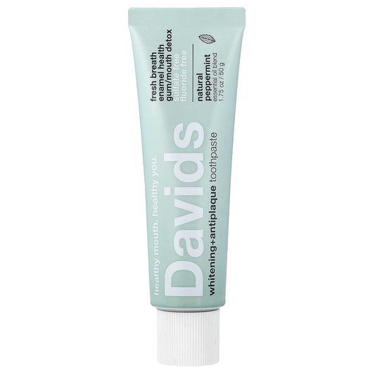 Davids, Premium Toothpaste, Whitening Antiplaque, Natural Peppermint, 1.75 oz (50 g)