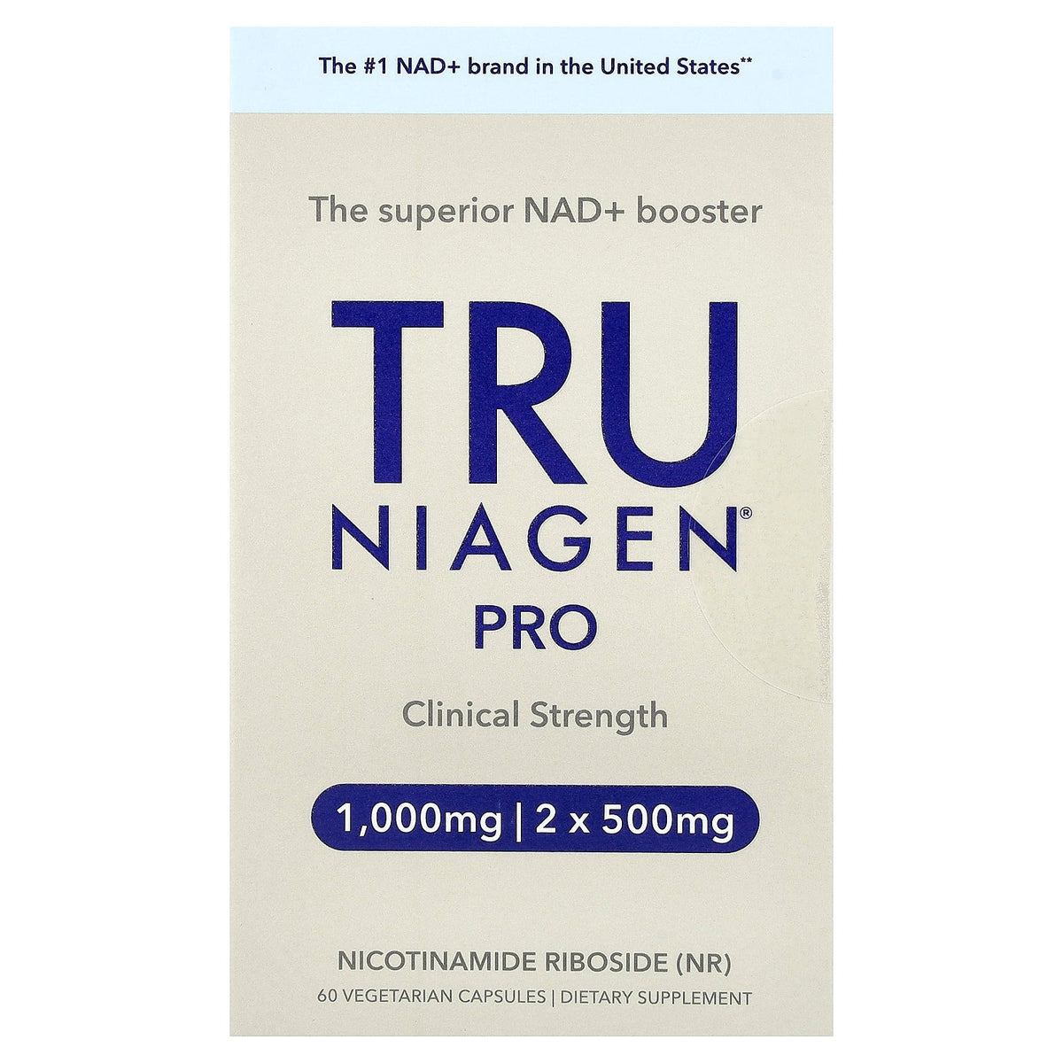 Tru Niagen, Pro, Nicotinamide Riboside, 60 Vegetarian Capsules (500 mg per Capsule)