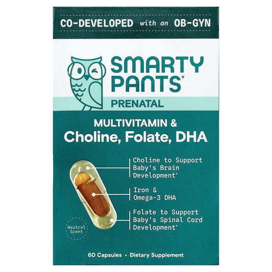 SmartyPants, Prenatal, Multivitamin & Choline, Folate, DHA, 60 Capsules
