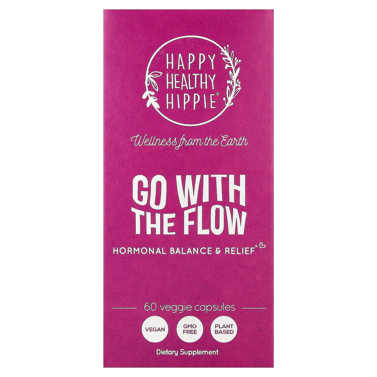 Happy Healthy Hippie, Go With The Flow, Hormonal Balance & Relief, 60 Veggie Capsules