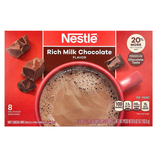 Nestle Hot Cocoa Mix, Rich Milk Chocolate, 8 Envelopes, 0.85 oz (24.2 g) Each