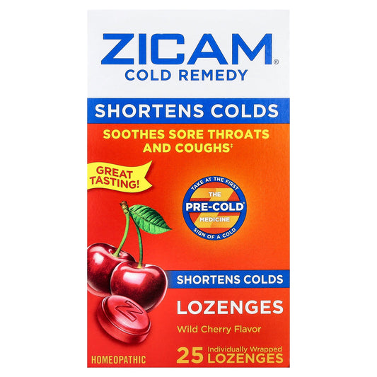 Zicam, Cold Remedy, Lozenges, Wild Cherry , 25 Individually Wrapped Lozenges