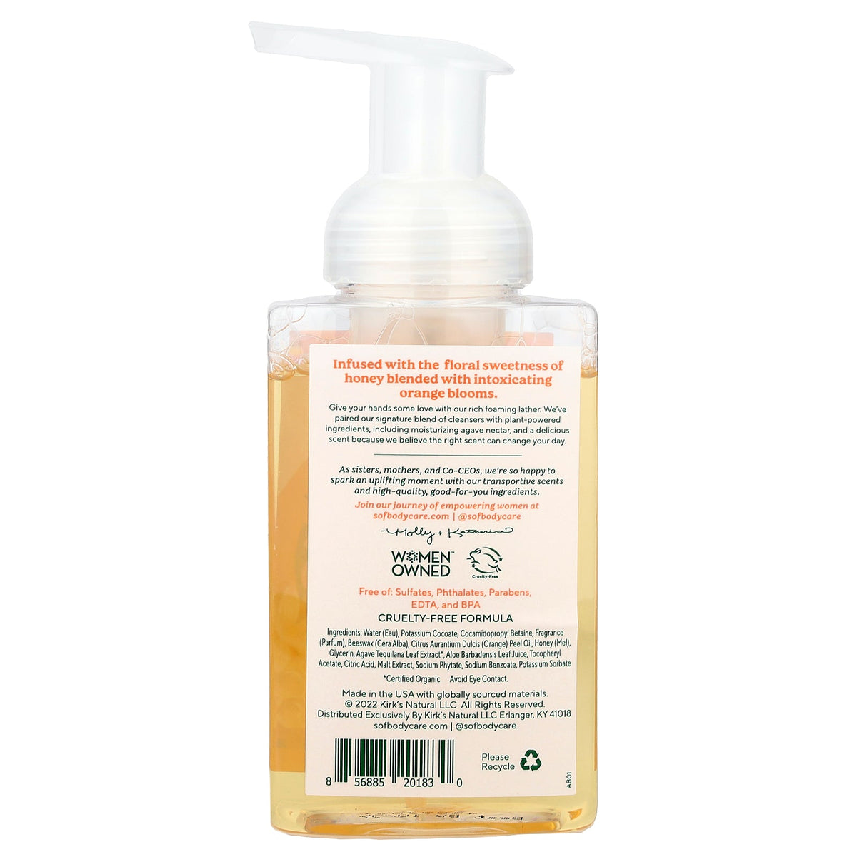 SoF, Hydrating Foaming Hand Wash with Agave Nectar, Orange Blossom & Honey, 8 fl oz (236 ml)