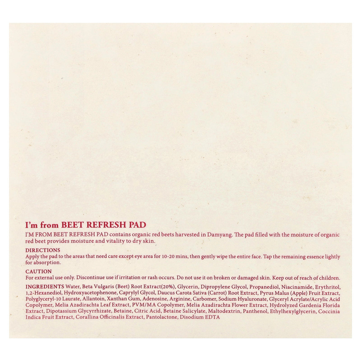 I'm From, Beet Refreshed Pad, 60 Pads, 8.79 fl oz (260 ml)