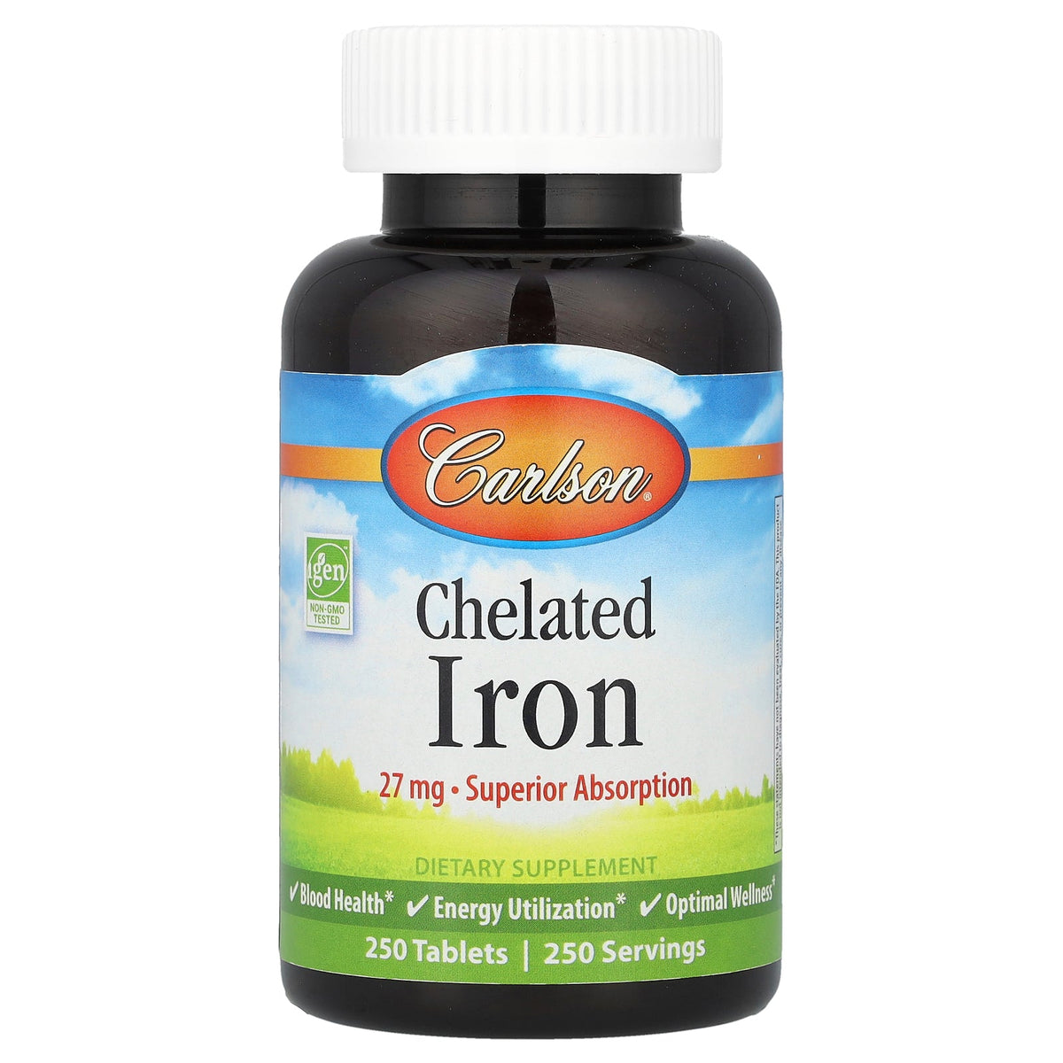 Carlson, Chelated Iron, 27 mg, 250 Tablets