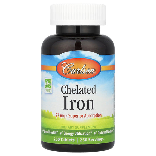 Carlson, Chelated Iron, 27 mg, 250 Tablets