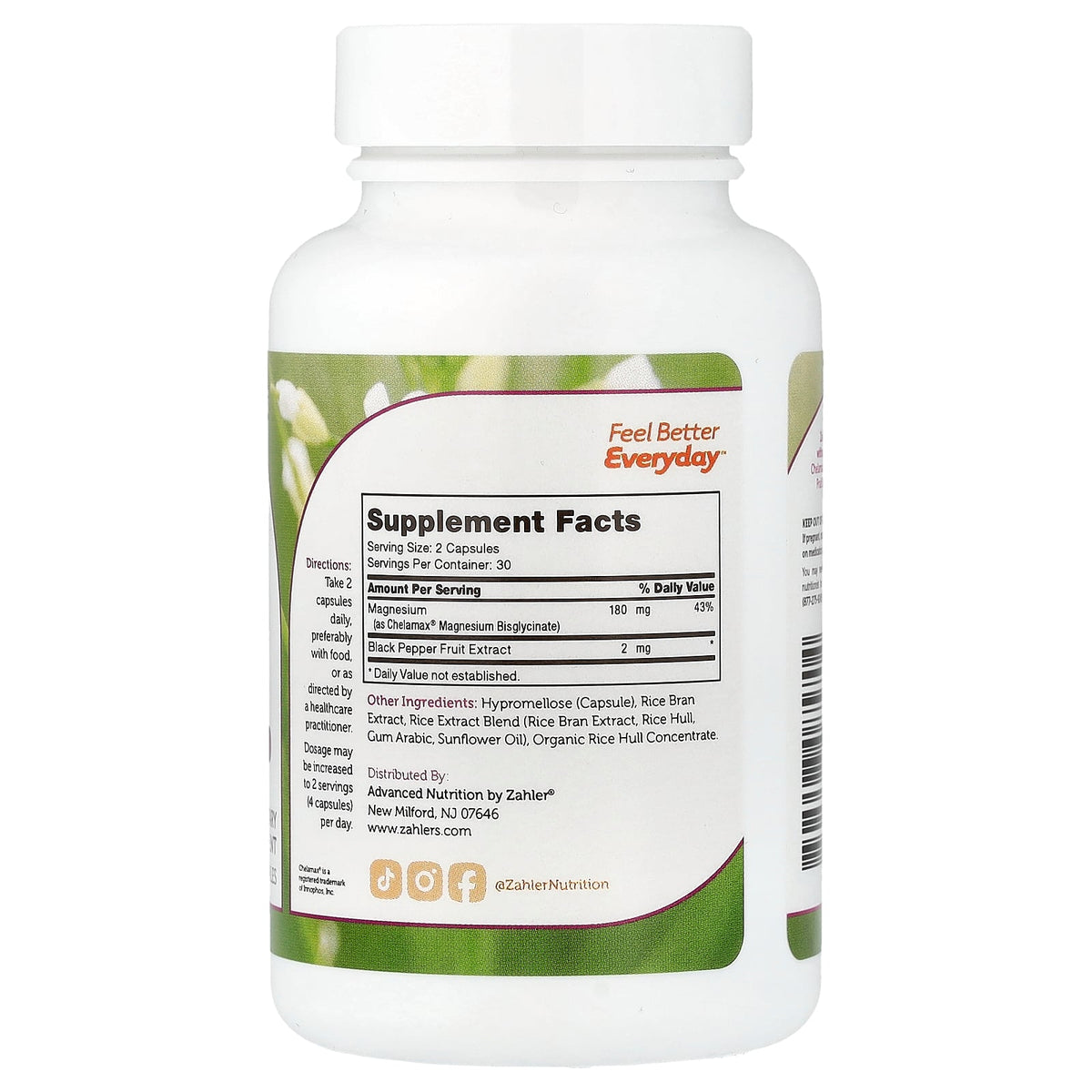 Zahler, Magnesium Glycinate With Chelamax® & Black Pepper Fruit Extract, 60 Capsules