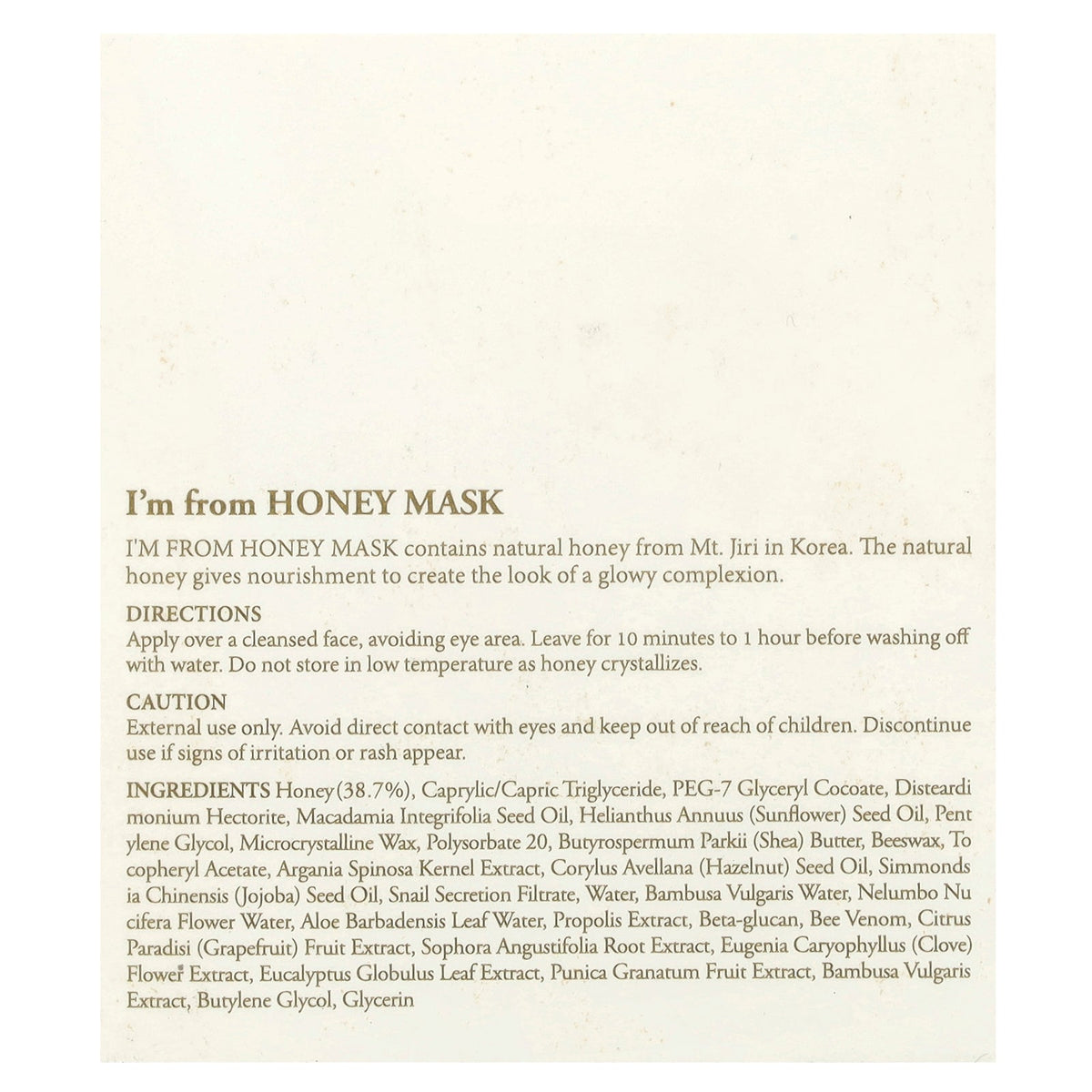 I'm From, Honey Beauty Mask, 4.23 oz (120 g)