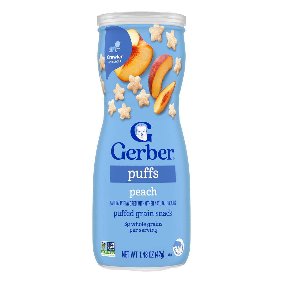 Gerber, Puffs, Puffed Grain Snack, 8+ Months, Peach, 1.48 oz (42 g)