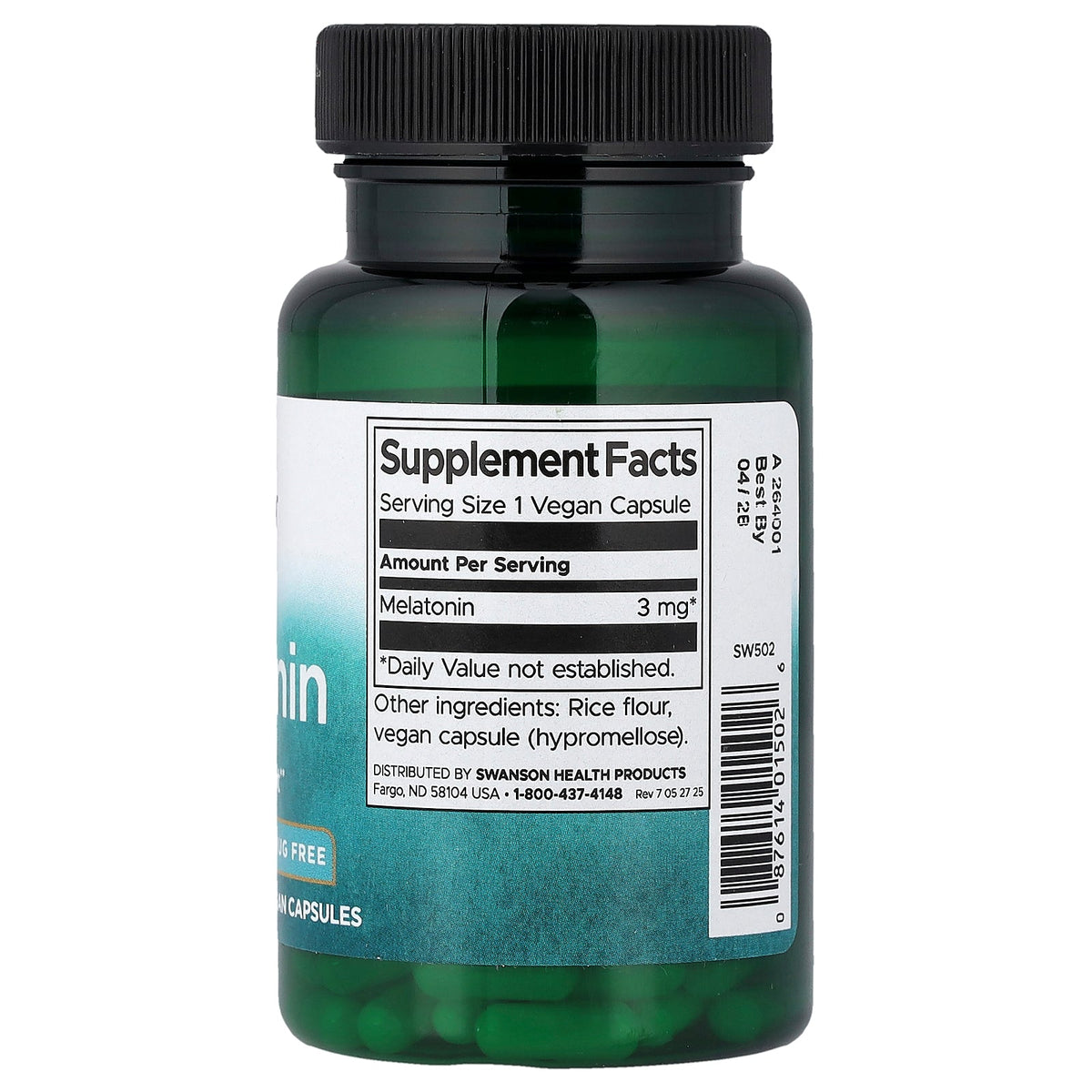 Swanson Vitamins, Melatonin, 3 mg, 120 Vegan Capsules