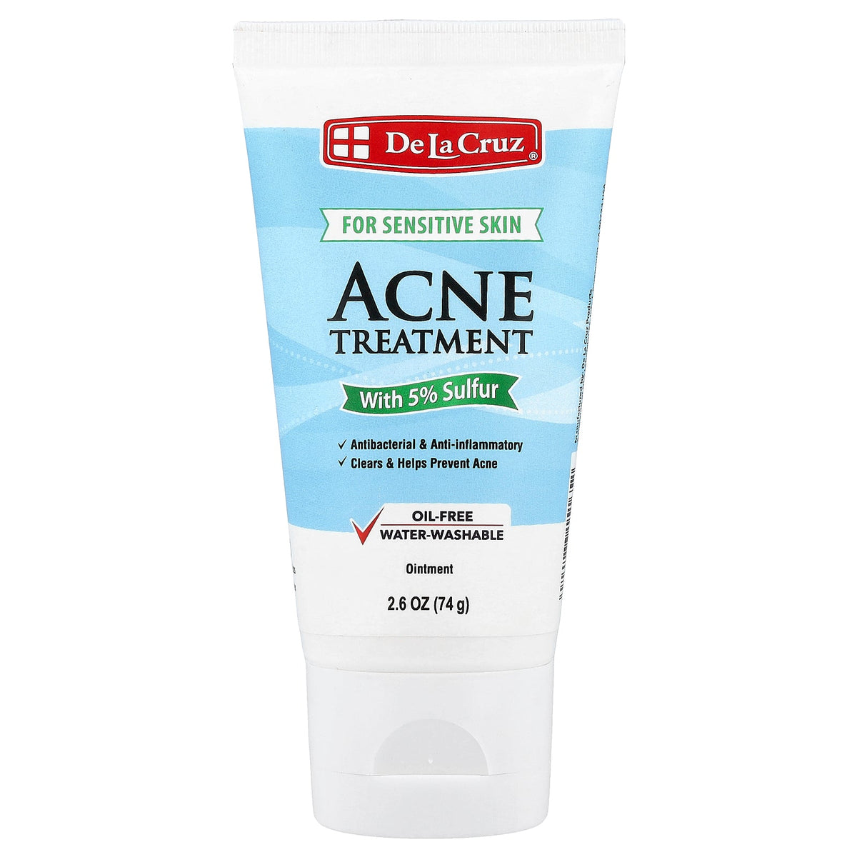 De La Cruz, Acne Treatment Ointment with 5% Sulfur, For Sensitive Skin, 2.6 oz (74 g)