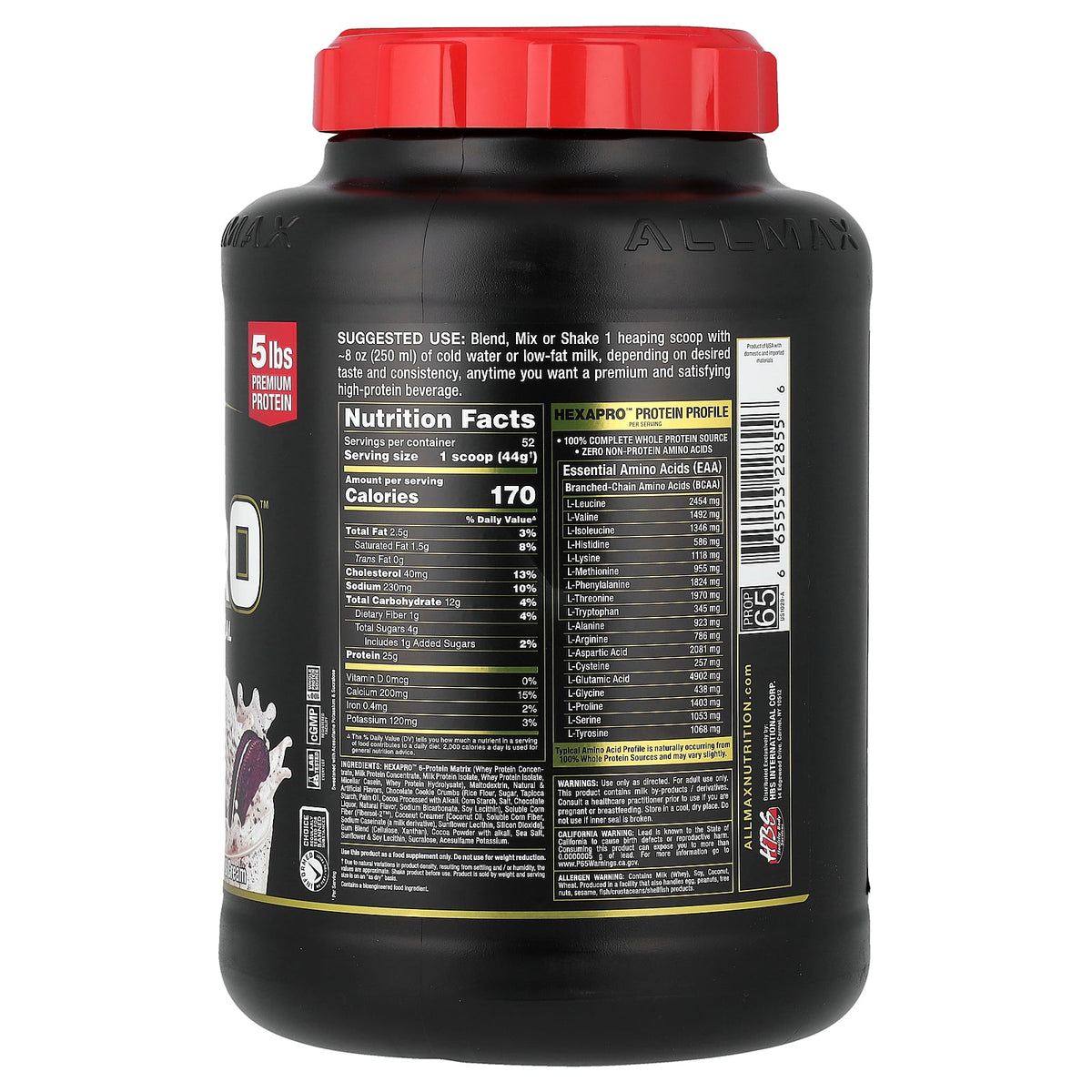 ALLMAX, Hexapro™, High-Protein Lean Meal, Cookies & Cream, 5 lbs (2.27 kg)