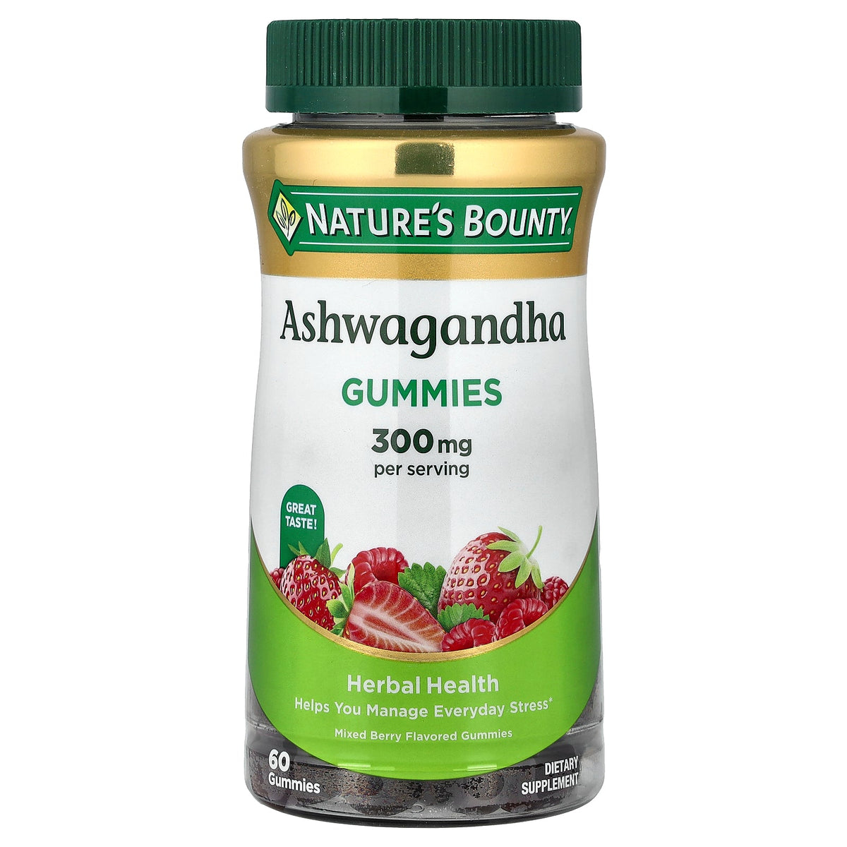 Nature's Bounty, Ashwagandha Gummies, Mixed Berry, 60 Gummies (150 mg per Gummy)