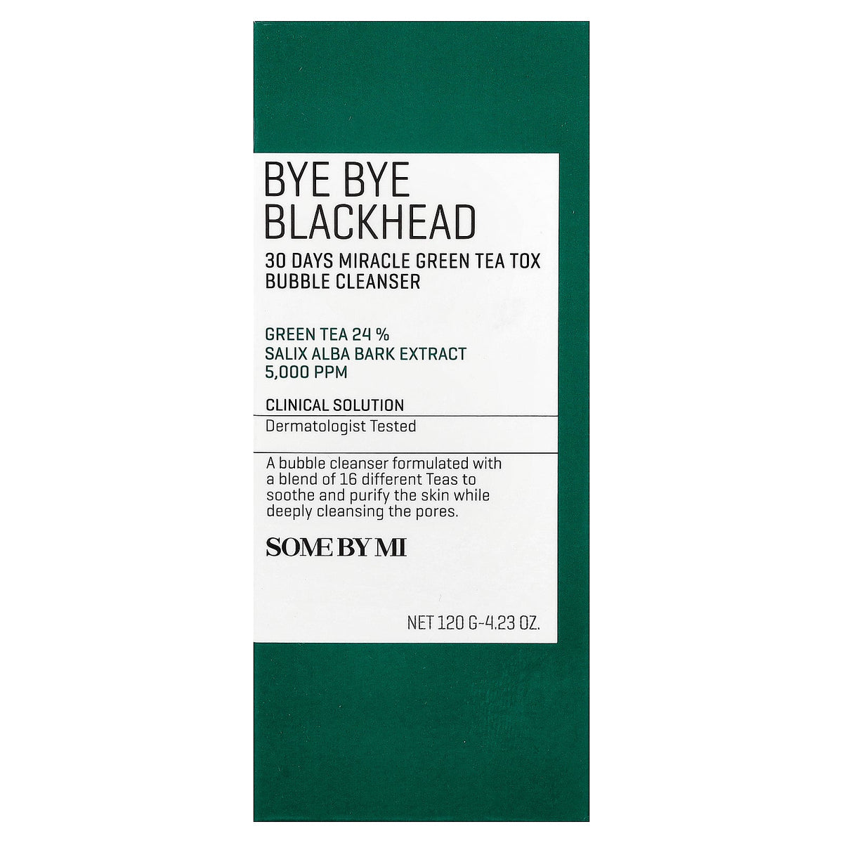 SOME BY MI, Bye Bye Blackhead, 30 Days Miracle Green Tea Tox Bubble Cleanser, 4.23 oz (120 g)
