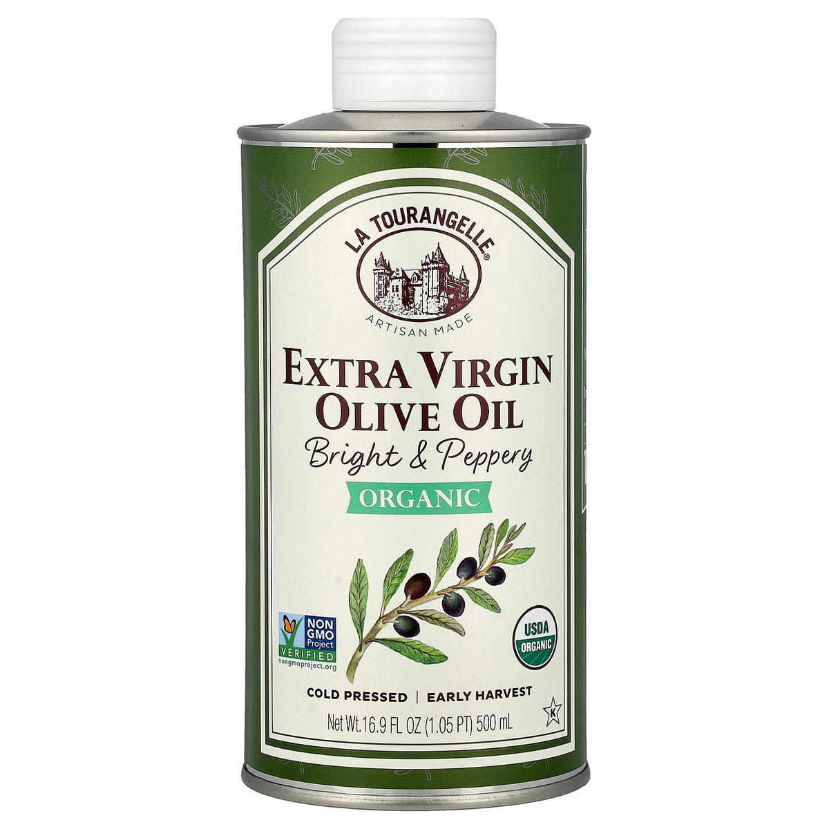 La Tourangelle, Organic Extra Virgin Olive Oil, Bright & Peppery, 16.9 fl oz (500 ml)