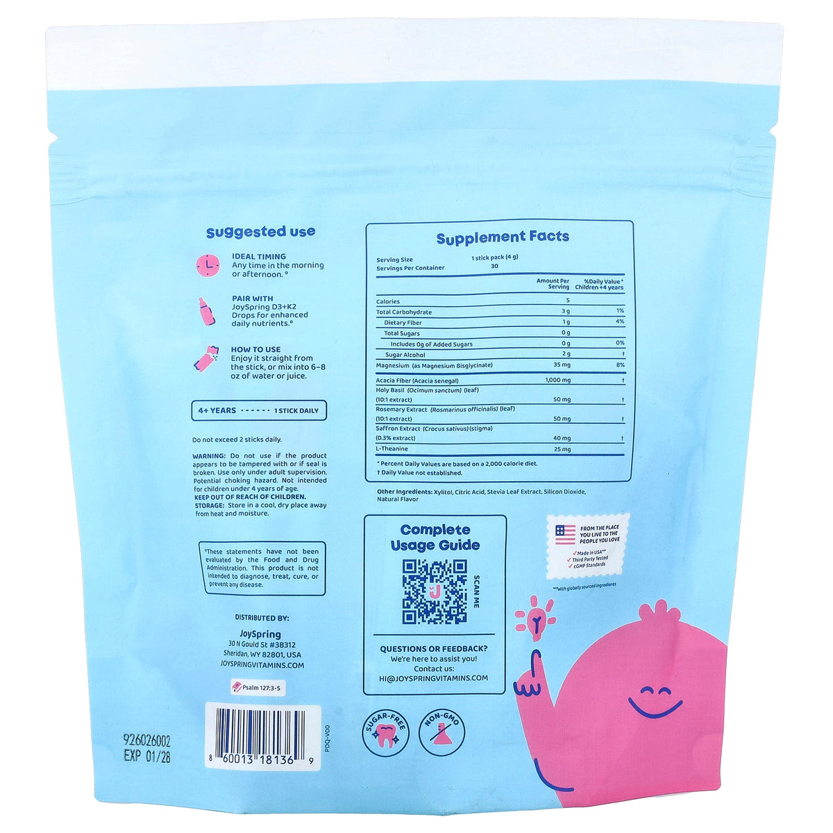 JoySpring, Think Dust, Lemonade, 30 Stick Packs (4 g Each)