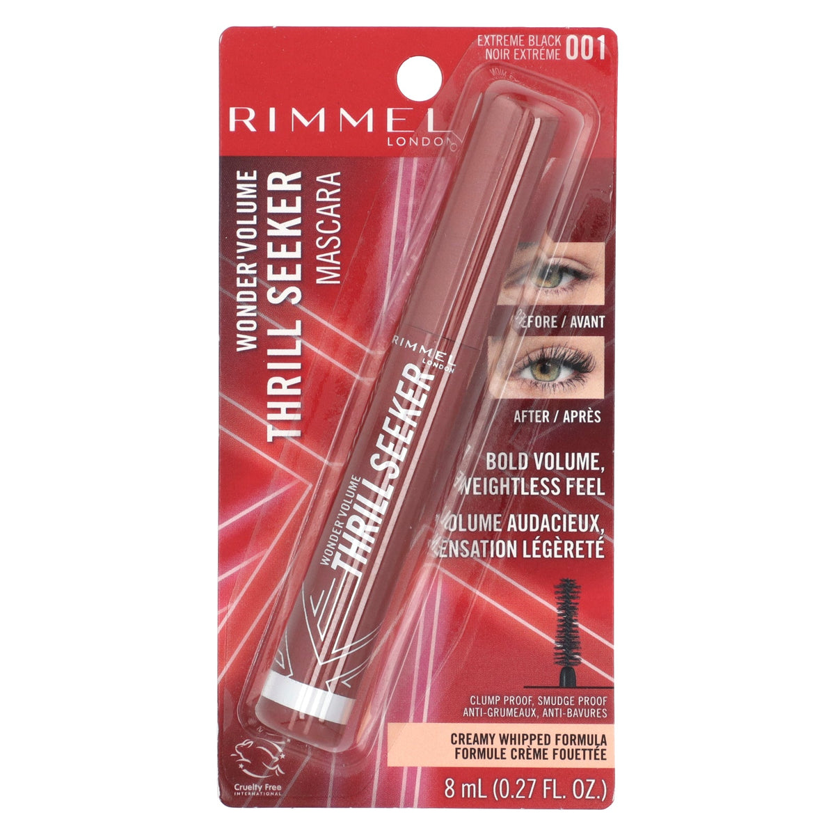 Rimmel London, Wonder'Volume Thrill Seeker Mascara, 001 Extreme Black, 0.27 fl oz (8 ml)