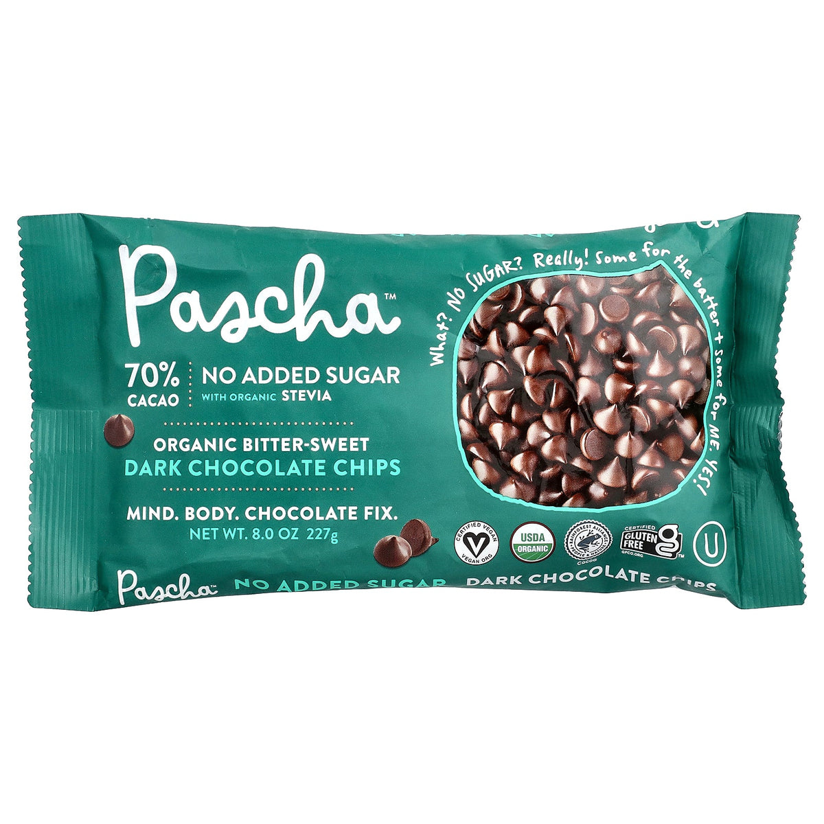 Pascha, Organic Dark Chocolate Chips, Bitter-Sweet, 70% Cacao, 8 oz (227 g)