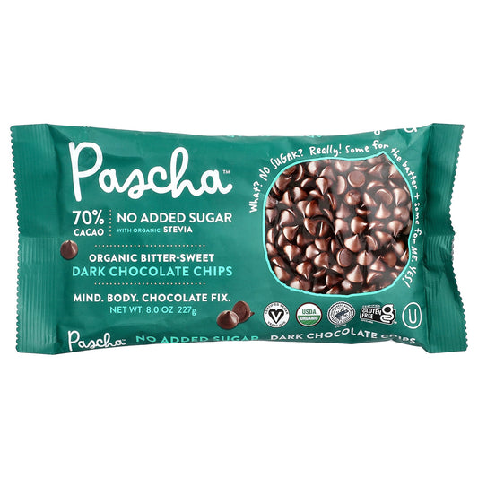 Pascha, Organic Dark Chocolate Chips, Bitter-Sweet, 70% Cacao, 8 oz (227 g)