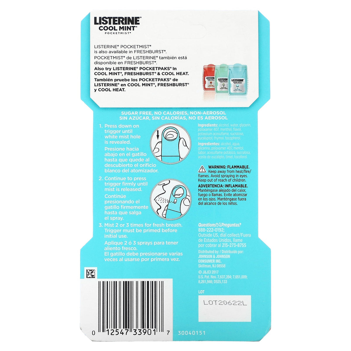 Listerine, PocketMist, Cool Mint, 140 Mist Sprays, 7.7 ml