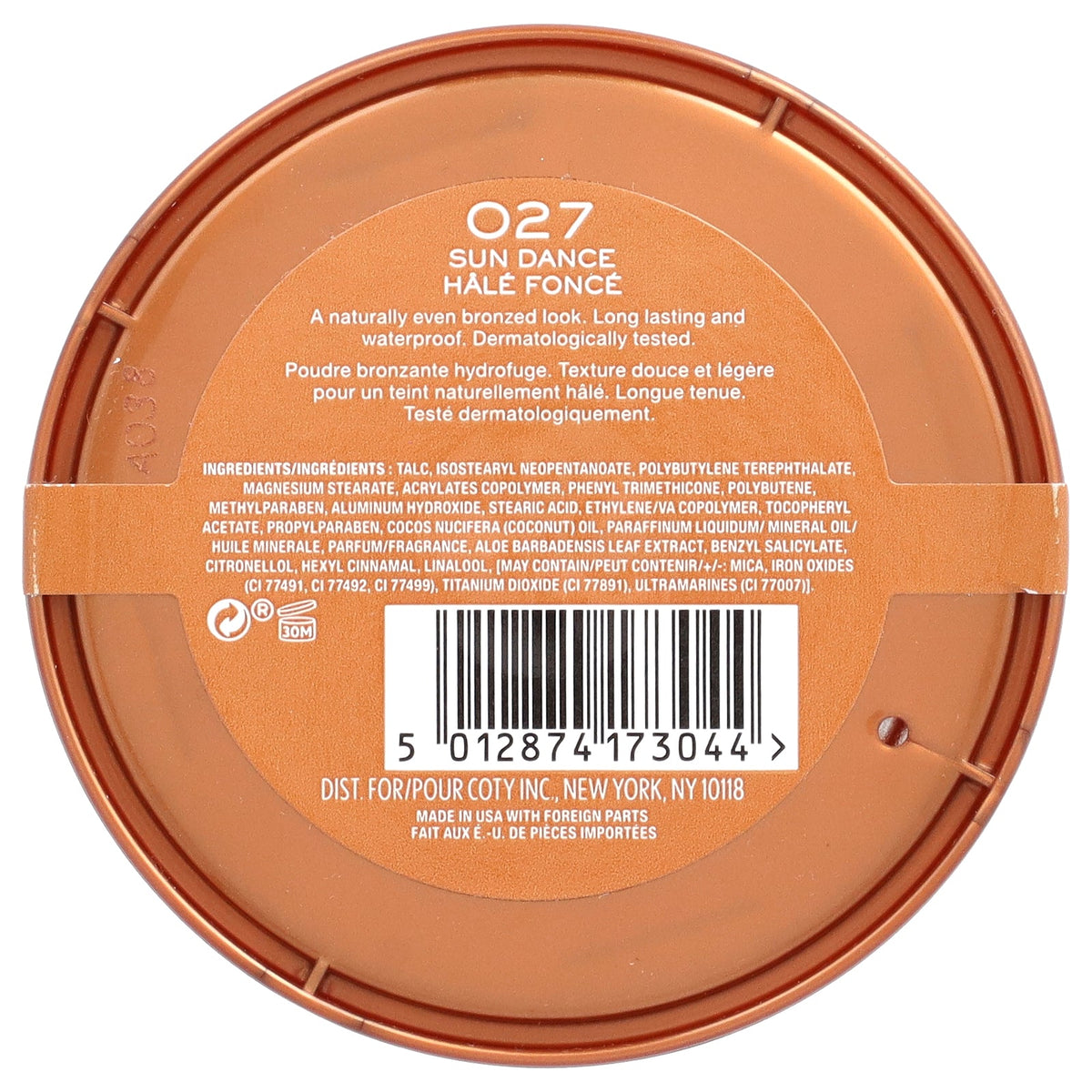 Rimmel London, Natural Bronzer, Waterproof Bronzing Powder, 027 Sun Dance, 0.49 oz (14 g)
