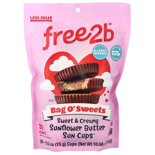 Free2B, Bag O' Sweets, Sweet & Creamy Sunflower Butter Sun Cups®, 20 Cups, 0.52 oz (15 g) Each