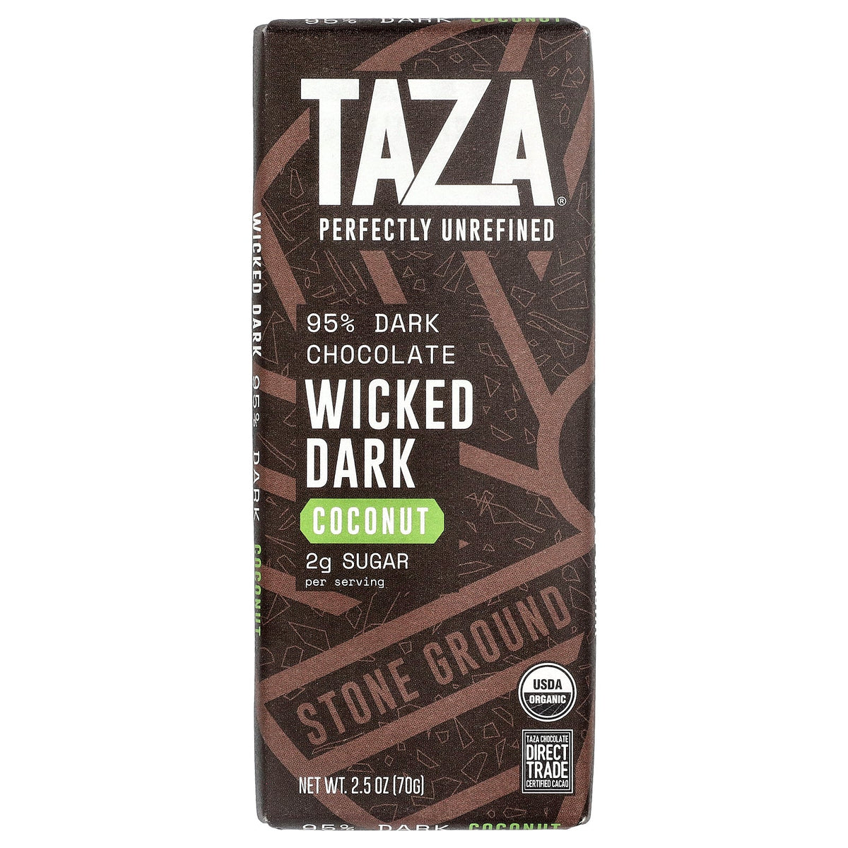Taza Chocolate, 95% Dark Chocolate, Wicked Dark, Coconut, 2.5 oz (70 g)