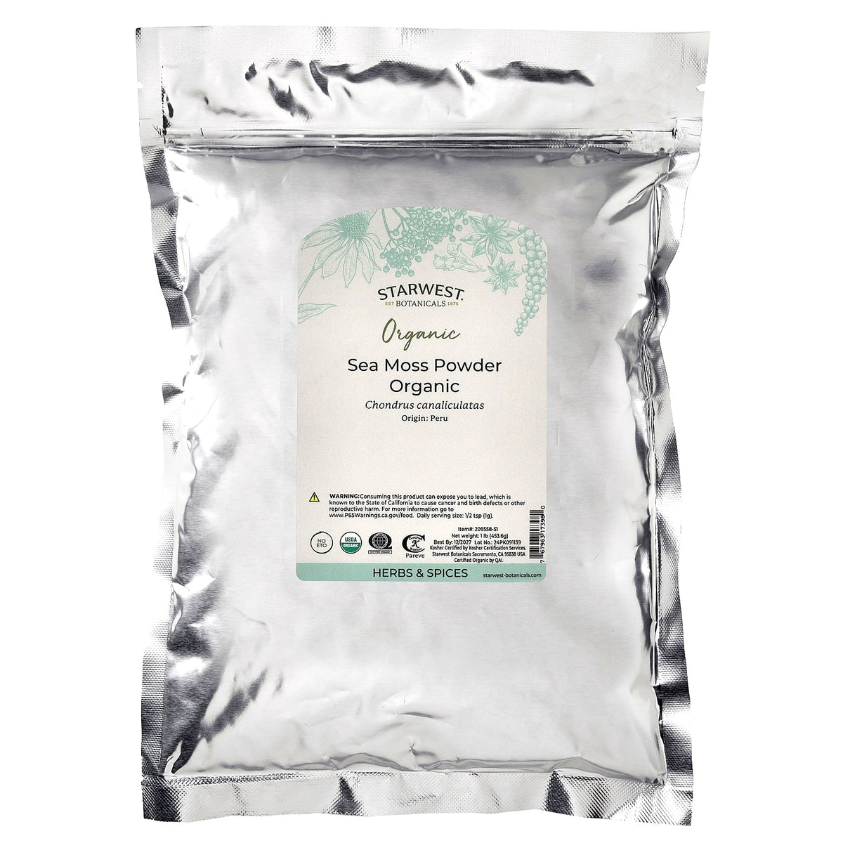Starwest Botanicals, Organic Sea Moss Powder, 1 lb (453.6 g)