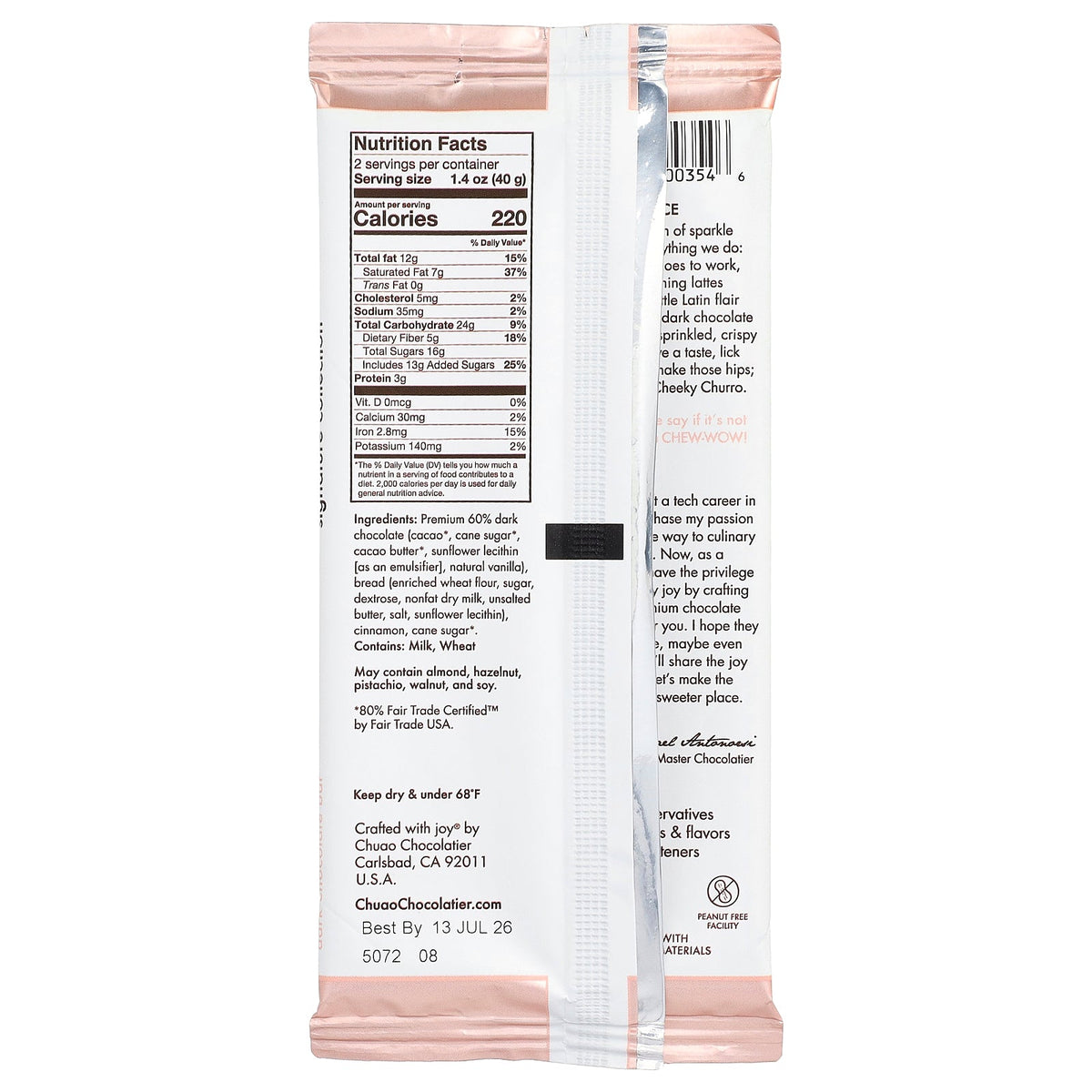 Chuao Chocolatier, Dark Chocolate Bar, Cheeky Cheeky Churro™, 2.8 oz (80 g)