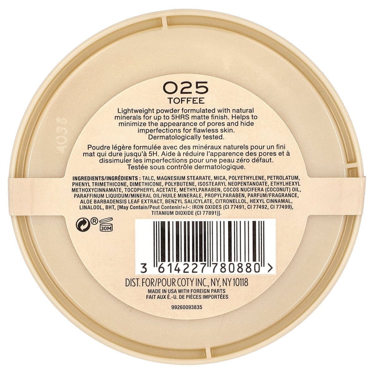 Rimmel London, Stay Matte, Lightweight-Mattifying Powder, 025 Toffee, 0.49 oz (14 g)